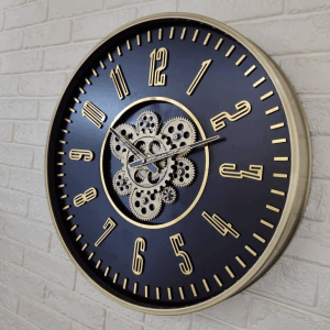ساعت دیواری مووادو طرح چرخ دنده رنگ مشکی