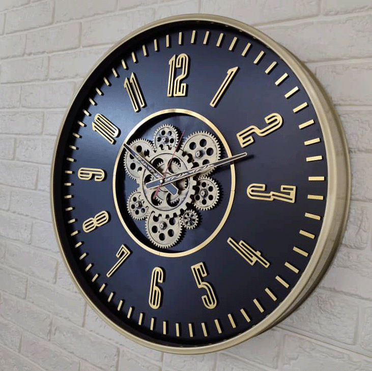 ساعت دیواری مووادو طرح چرخ دنده رنگ مشکی