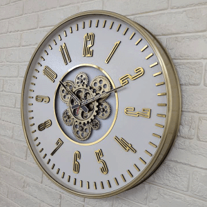 ساعت دیواری مووادو طرح چرخ دنده رنگ سفید