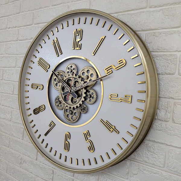 ساعت دیواری مووادو طرح چرخ دنده رنگ سفید